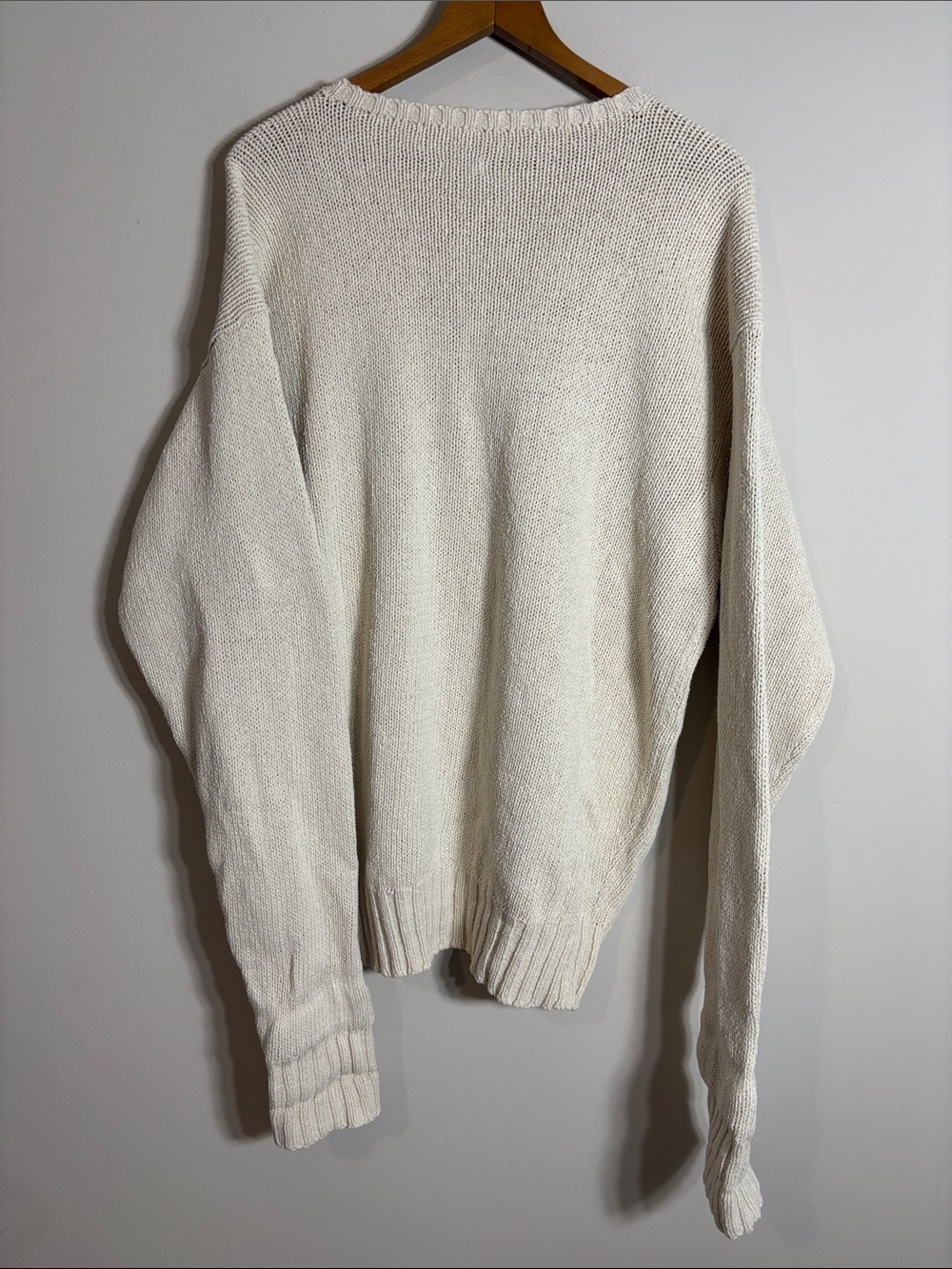 Vtg Polo Ralph Lauren Sweater XL Cream Cotton Crewneck Pony - Picture 4 of 4
